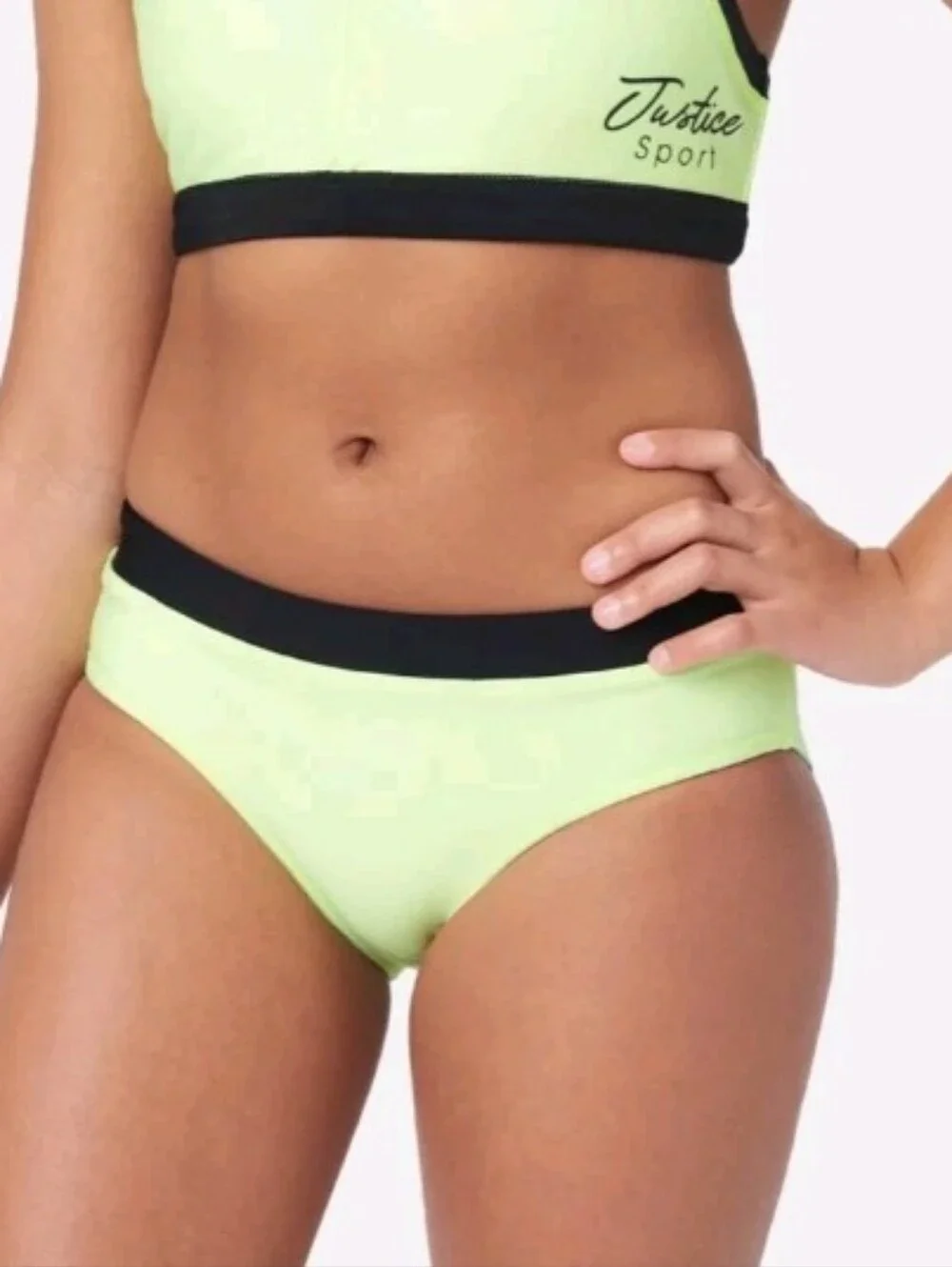 Justice Reverisable Two-Piece Swim Set - Neon Lime & Tie-Dye Sz XL16-18 Nwt